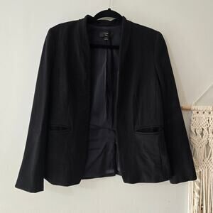 J. Crew 365 Going Out Jacket Black Mandarin Collar Open Front Blazer Suit Size 8
